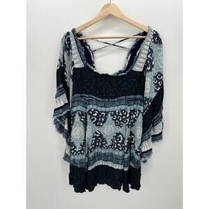 Free People Dress Women XS Boho Flare Sleeve Off Shoulder Gypsy Hippie Retro